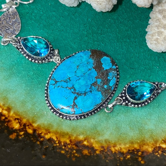 Kingsman Turquoise + blue topaz handcrafted bracelet